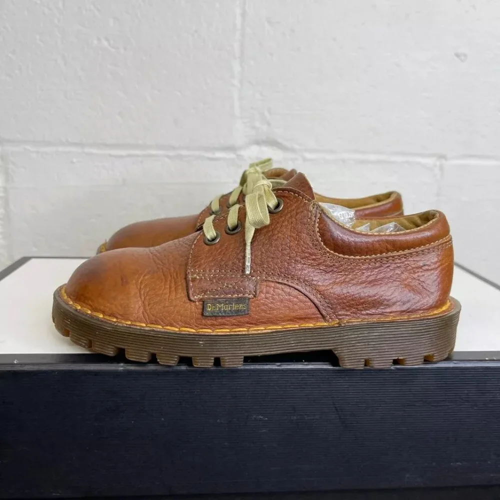 Dr. Martens Brown Leather Oxfords Shoes Big Kids Youth Size 10 Made‎ In England